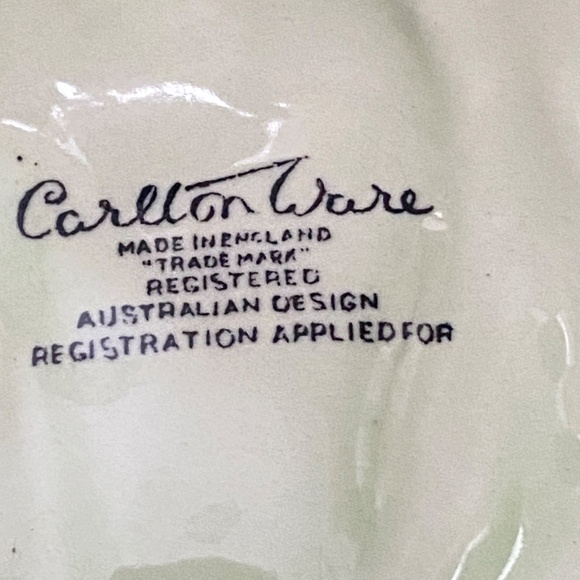 Vtg Carlton Ware ceramic lettuce leaf & tomato salad bowl & matching spoon rest - Picture 13 of 16